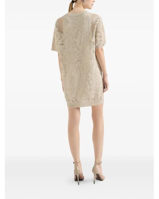 Brunello Cucinelli White Dazzling Water Lillies Mini Dress