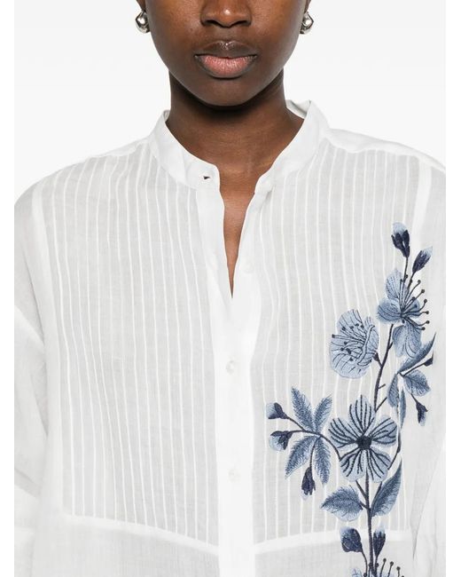 ERMANNO FIRENZE White Floral-Embroidery Shirt