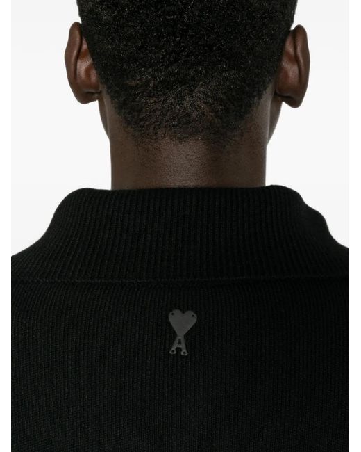 AMI Black Button-Up Sweater for men