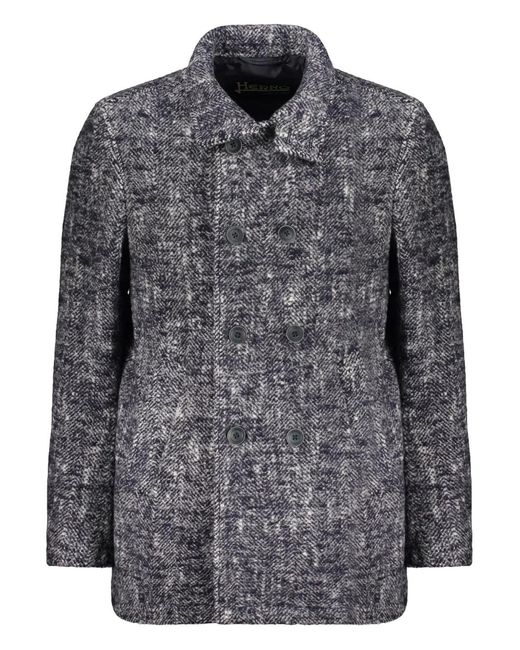 Herno Gray Double-Breasted Coats for men