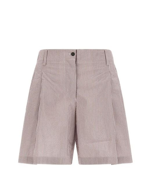 Brunello Cucinelli Purple Button-Fastening Striped Shorts