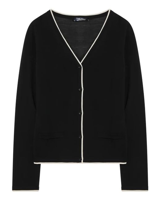 Max Mara Black Virgin Wool Cardigan