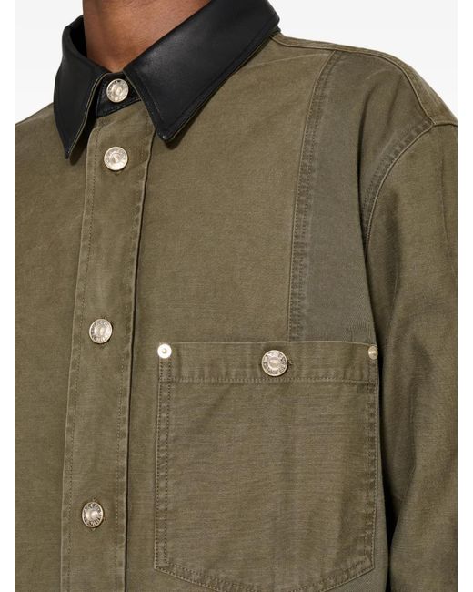 Wales Bonner Green Brixton Leather-Collar Jacket for men