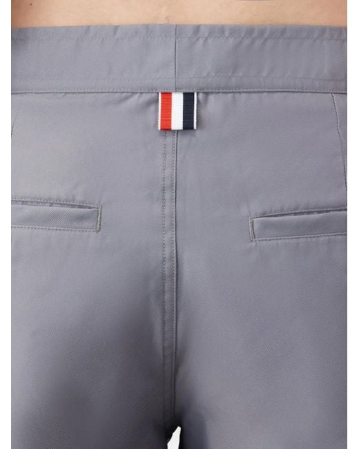 Thom Browne Blue Swim Tech 4-Bar Deck Shorts for men