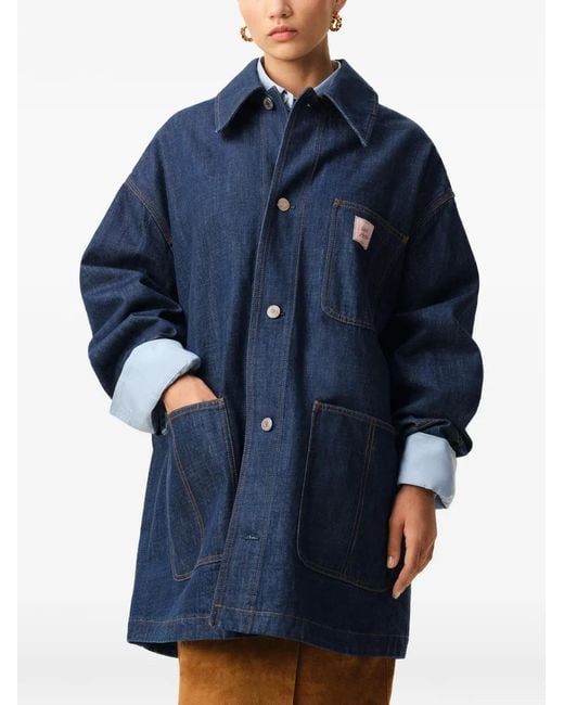 AMI Blue Cotton Heritage Label Worker Jacket