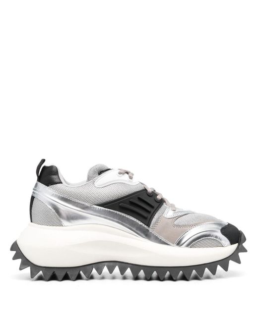 Vic Matié Panelled Metallic-finish Chunky Sneakers in het White
