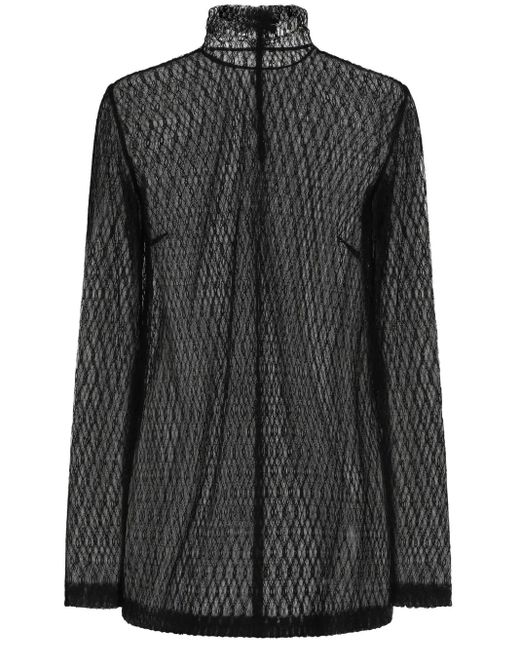 Dolce & Gabbana Black High-neck Viscose Blouse