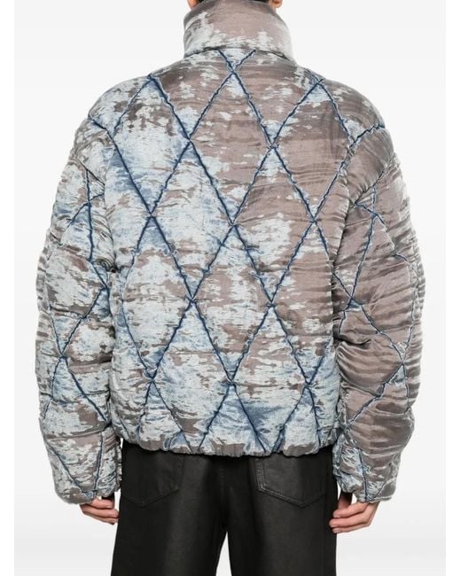 DIESEL Blue W-Kons Down Jacket With Distressed Effect for men