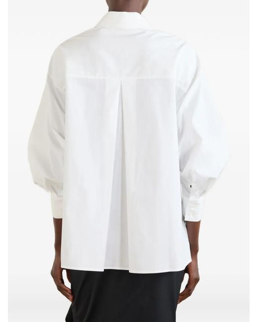 Carolina Herrera White Balloon-Sleeve Pleated-Back Shirt