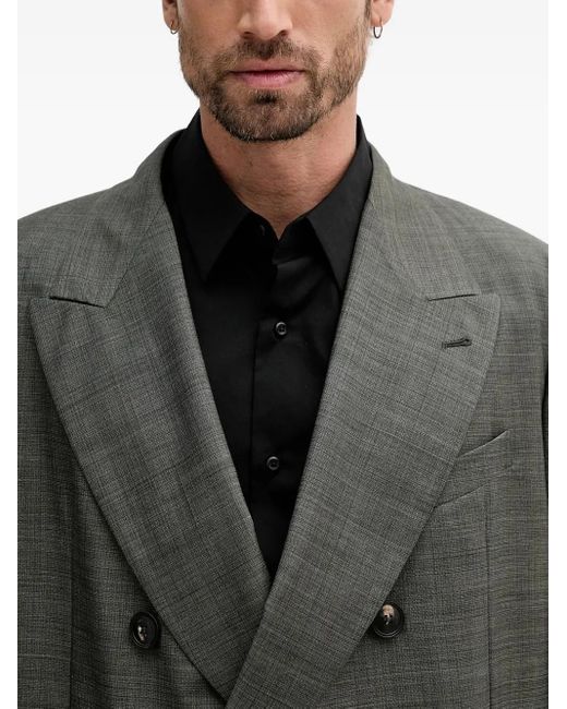 Emporio Armani Gray Double-Breasted Blazer for men