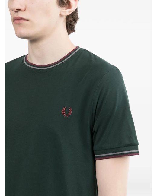 Fred Perry Green Logo-Embroidered T-Shirt for men