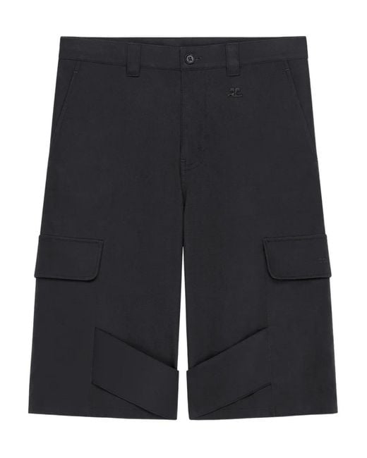 Courreges Black Cargo-Pocket Cotton Shorts for men