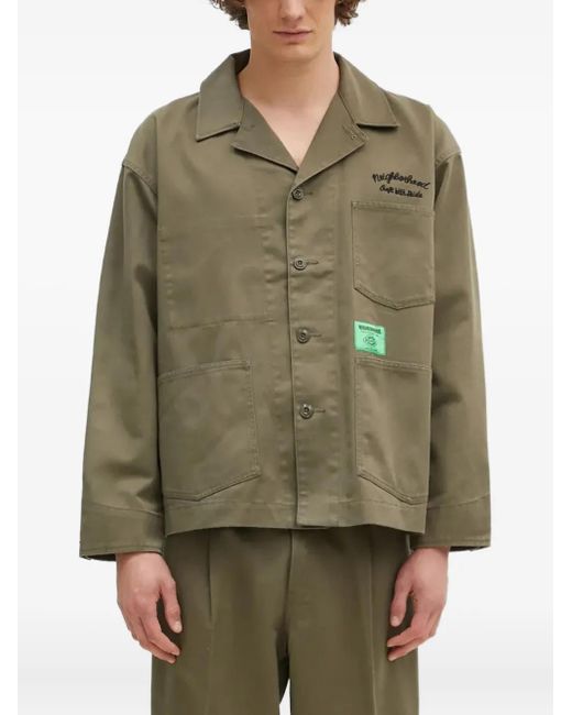 Chaqueta con logo bordado y bolsillo de parche Neighborhood de hombre de color Green