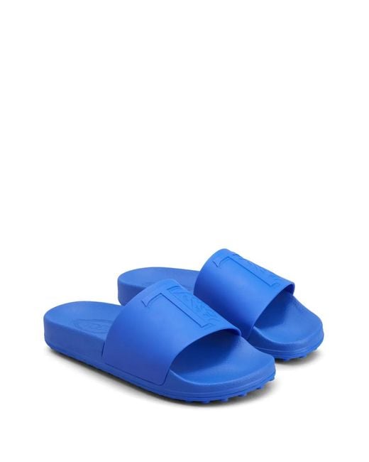 Tod's Blue Logo-Embossed Slides for men