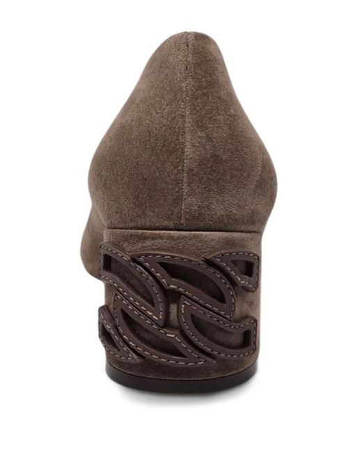 Casadei Brown Cutout Block-Heel Pumps