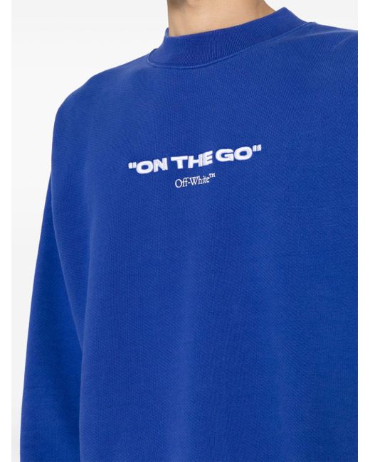 Off-White c/o Virgil Abloh Blue Slogan-embroidered Cotton Sweatshirt for men