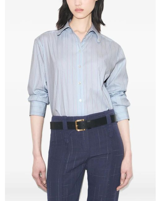 Tory Burch Gray Chemise En Coton À Rayures