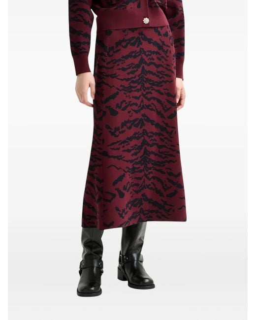 Essentiel Antwerp Purple Tiger-Print Midi Skirt