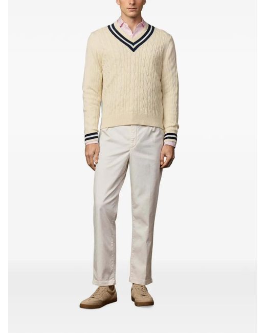 Hackett Natural Cable-Knit Cricket Sweater for men