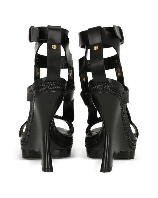 Tom Ford Black Platform Braided Leather Sandals