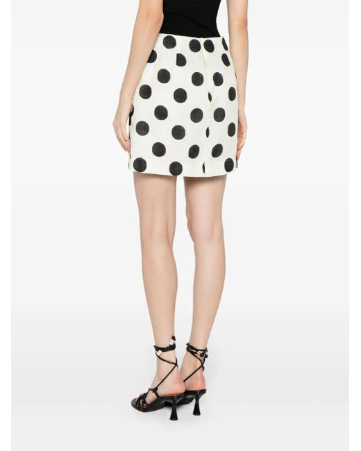 Cala De La Cruz Black Lulo Polka Dot-Print Linen Skirt