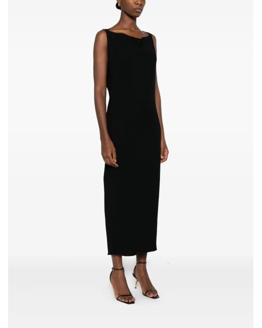 Stephan Janson Black Draped Midi Dress