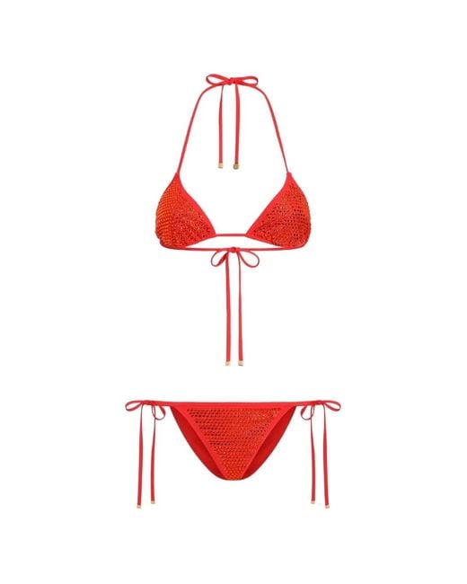 Dolce & Gabbana Red Sliding Triangle Bikini