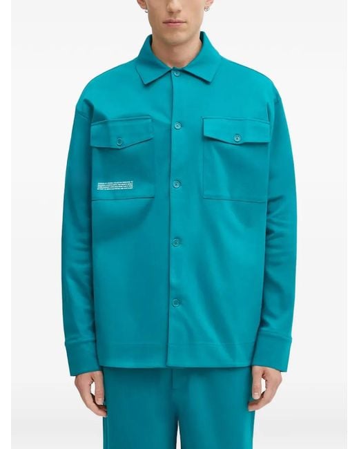 PANGAIA Blue Chest-Pocket Button-Up Shirt for men