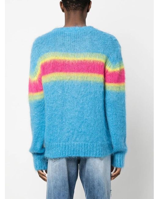 DSquared² Blue Gradient Stripe Crew Neck Jumper for men