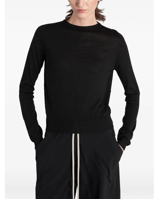 Rick Owens Black Ribbed-Trim Sweater