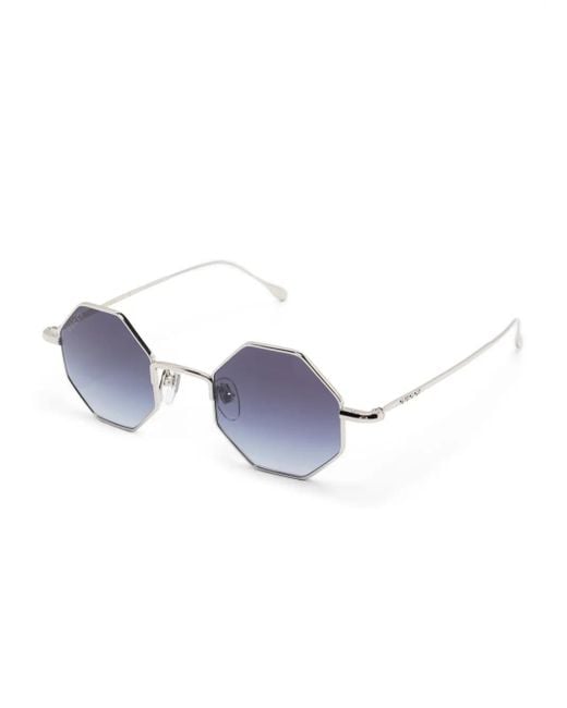 Gucci Blue Geometric-Frame Sunglasses