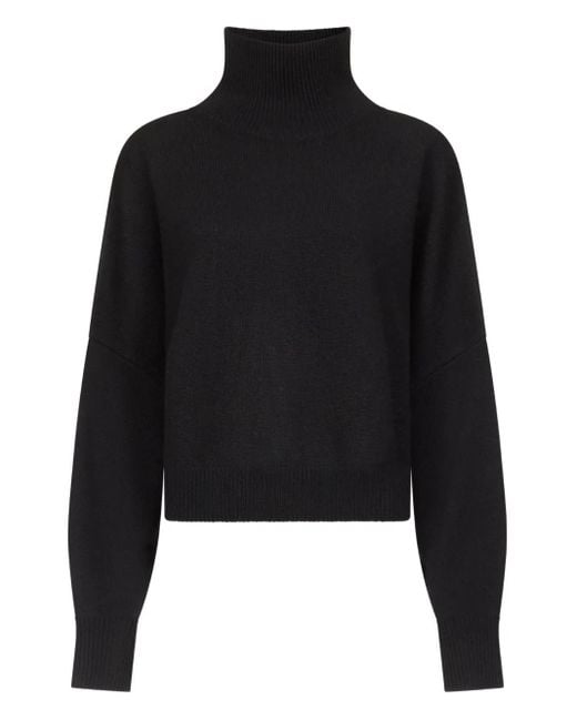 Loulou de Saison Black Luke Ribbed-Collar Wool Sweater