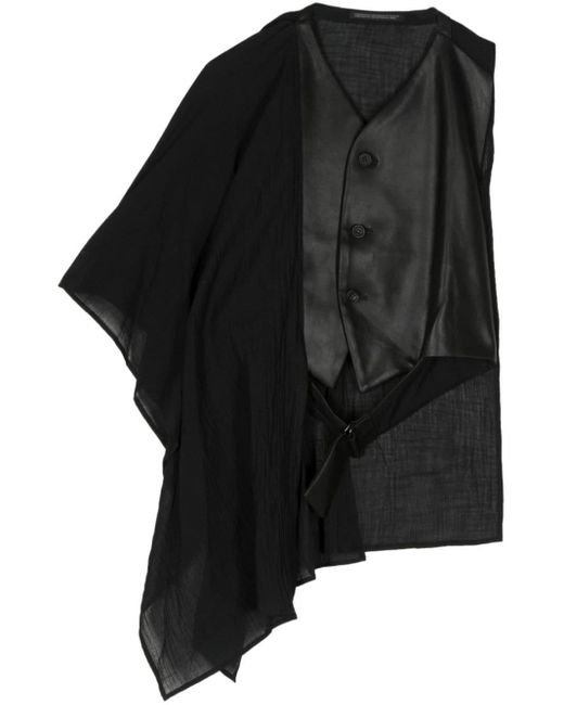 Yohji Yamamoto Black Asymmetric-design Cotton Waistcoat