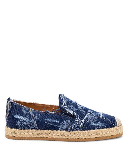 Hogan Blue Denim Floral Print Espadrilles