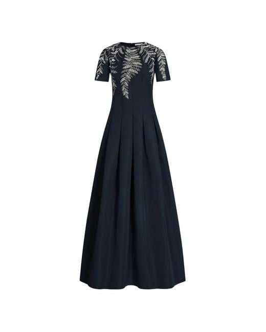 Oscar de la Renta Blue Embellished Faille Gown