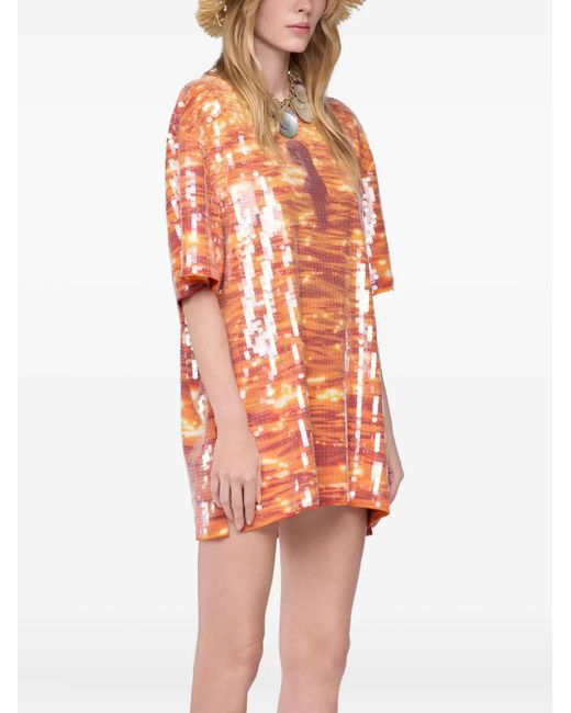 Rabanne スパンコール Tシャツ Orange