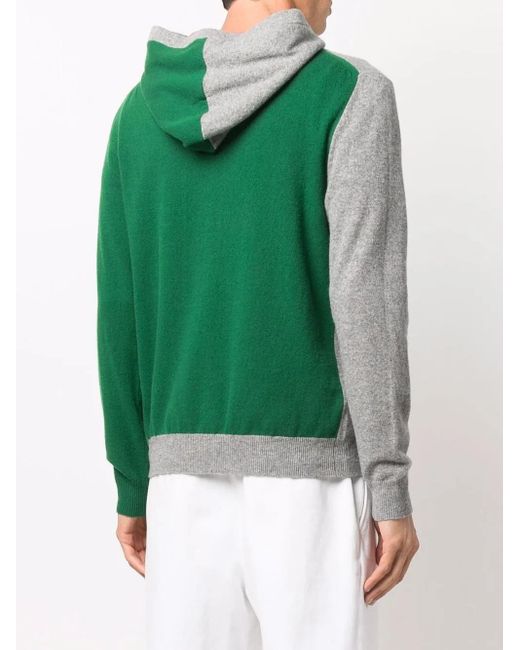 Mackintosh Green Colour-Block Knitted Hoodie for men