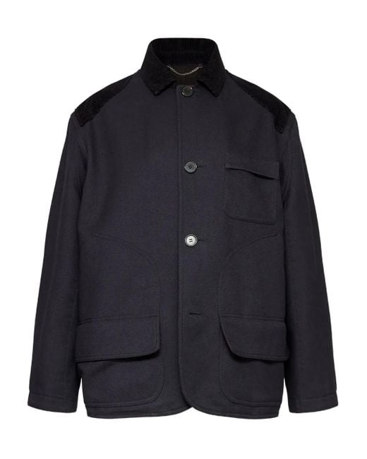 Maison Margiela Blue Corduroy-Collar Overshirt