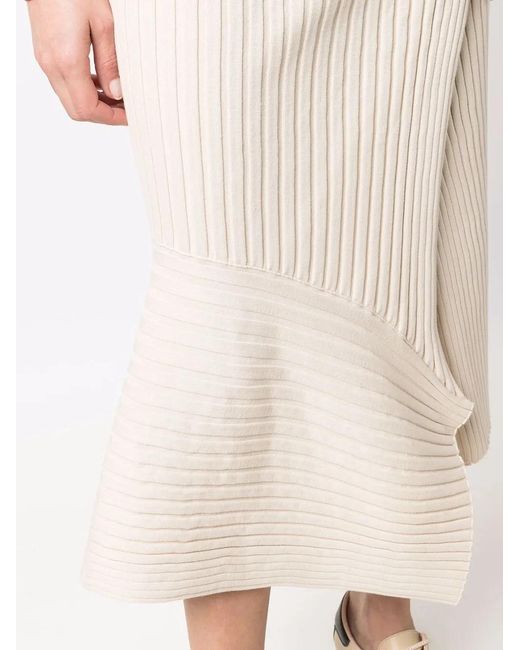 Stella McCartney White Asymmetric Ribbed-Knit Wrap Skirt