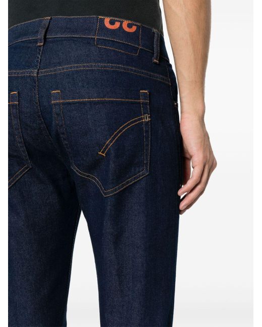 Dondup Blue Logo-print Raw-denim Jeans for men