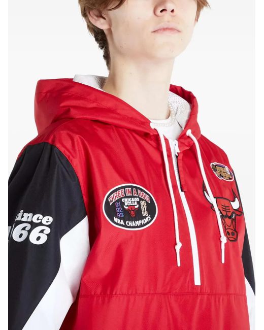 Sudadera con capucha y parche Chicago Bulls Mitchell & Ness de hombre de color Red
