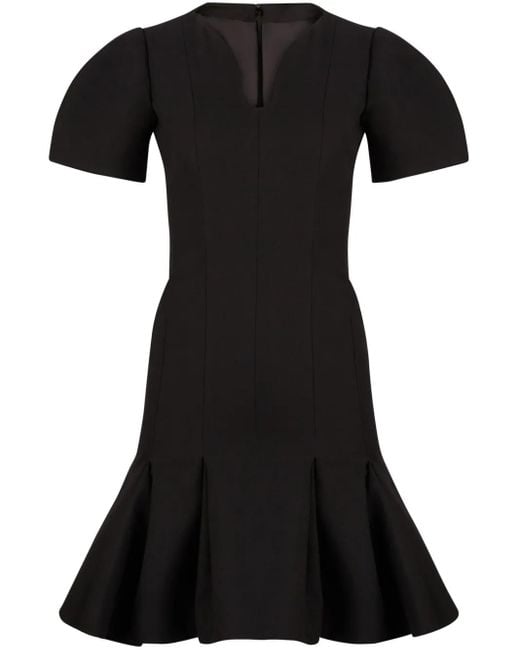 Nina Ricci Black Peplum-Hem Wool Dress