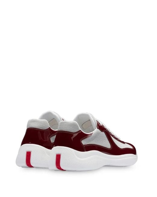 Prada Red America's Cup Panelled Sneakers for men