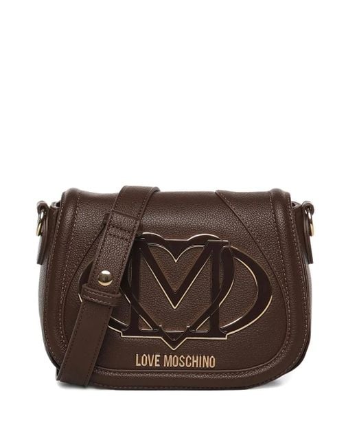 Love Moschino Brown Logo-Plaque Bag