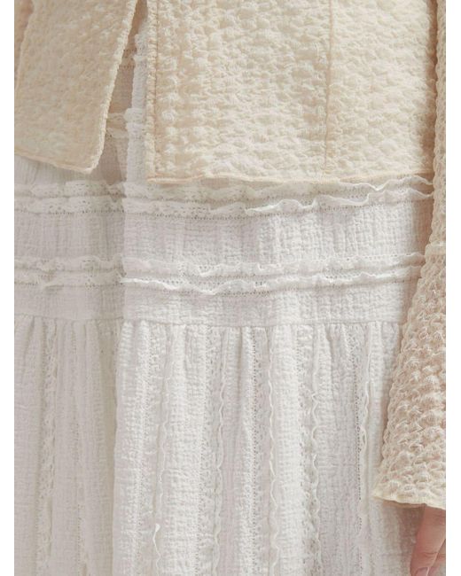 B+ AB White Ruffle Tiered Maxi Skirt