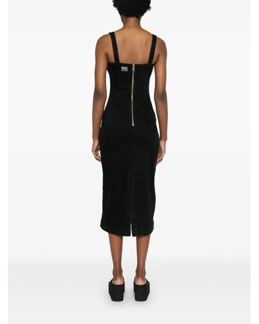 Versace Jeans Couture Denim Midi-Jurk in het Black