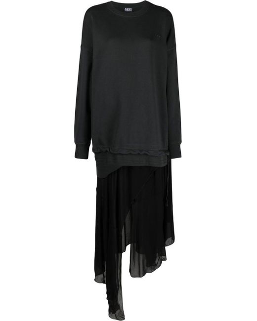 Robe-pull en coton à design superposé DIESEL en coloris Noir | Lyst