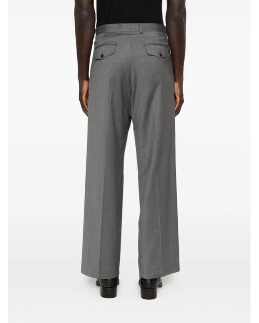 sunflower Gray Pinstripe Pleated Trousers for men