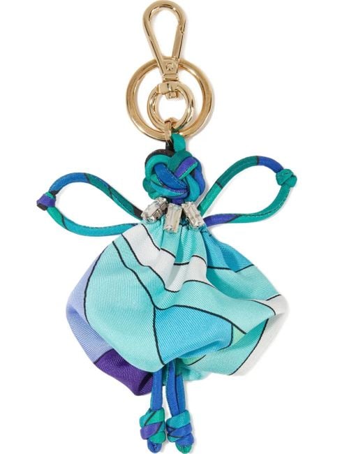 Emilio Pucci Blue Iride-Print Silk Charm