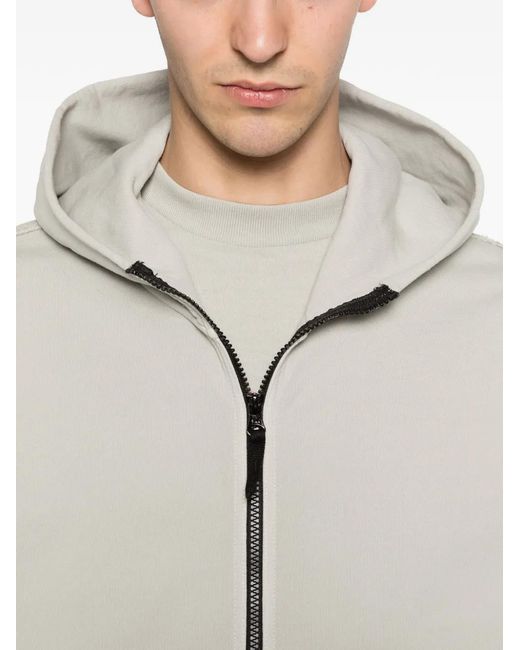 Stone Island White Compass-Patch Zip-Up Hooded Jacket for men